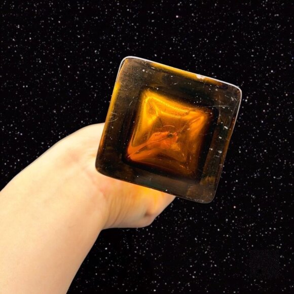 Bo Borgstrom Jack In The Pulpit Vase Aseda Glasbruk Swedish Glass Amber Clear - Picture 10 of 15